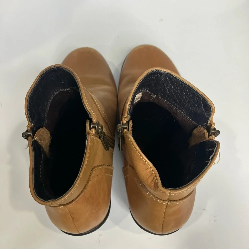 Propet Waverly double zipper ankle boots tan leather womens size 7 comfort shoes
